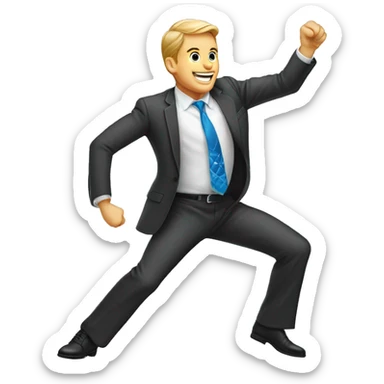 A white male business executive doing the griddy celebration dance with diamond chains. sticker