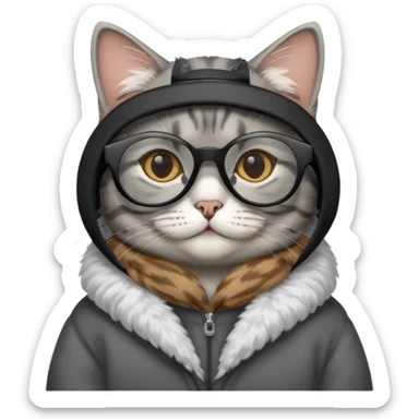 Grey Cat wearing black cooling glass 😎😺 sticker