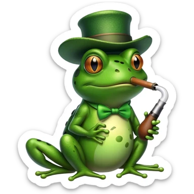 frog smoking a pipe sticker