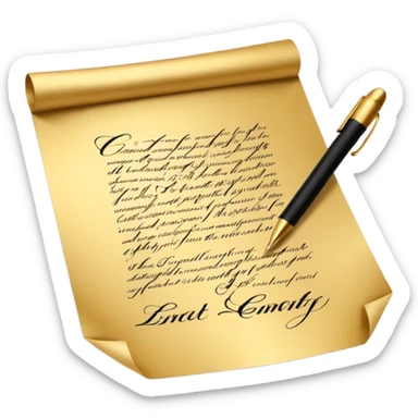 Contract golden paper signed sticker