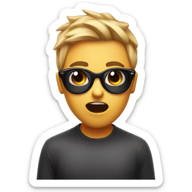 A shocked face pulling down sunglasses with a blush on face sticker
