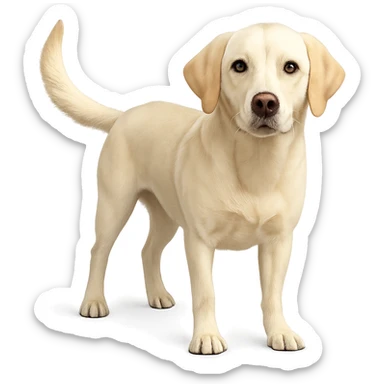 labrador girl, standing, wagging tail, light fur, big ears sticker