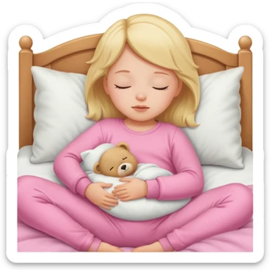 toddler girl sleeping in bed sticker