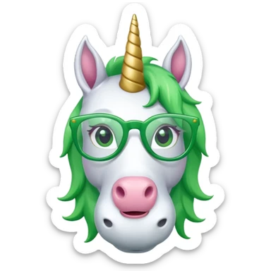 unicorn with green glasses sticker