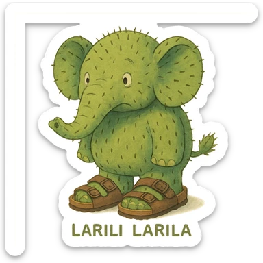 Larili Larila, cactus-skinned elephant with big Birkenstock sandals sticker
