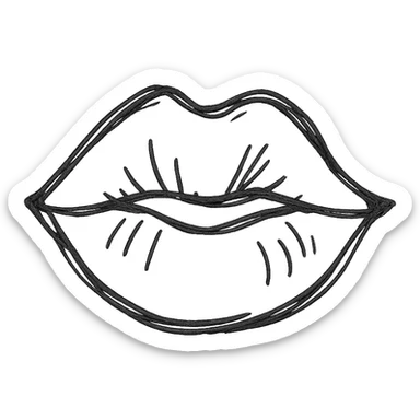 lipstick lip mark, hand drawn doodle style sticker
