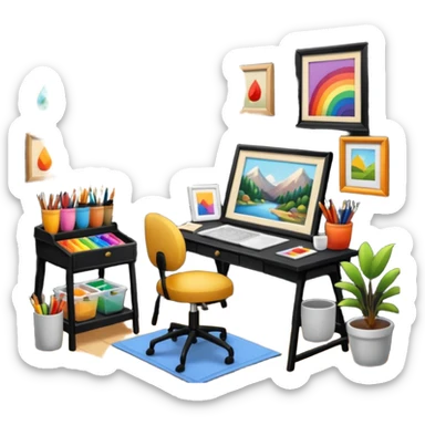 room (cozy art studio) sticker