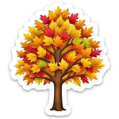 tree in the fall with colorful autumn leaves sticker