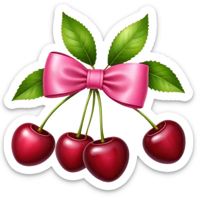 cherries with pink bow sticker