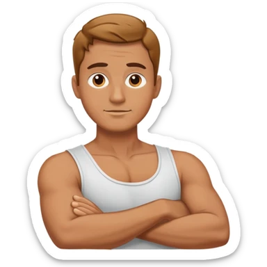 Man with his arms crossed around his neck  sticker