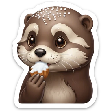 otter sniffing powdered sugar  sticker