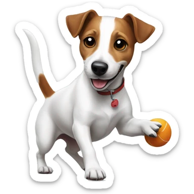 Jack Russell playing with a ball sticker