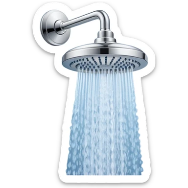 “Flat icon-style emoji of a wall-mounted shower head, blue and gray tones, clean vector design” sticker