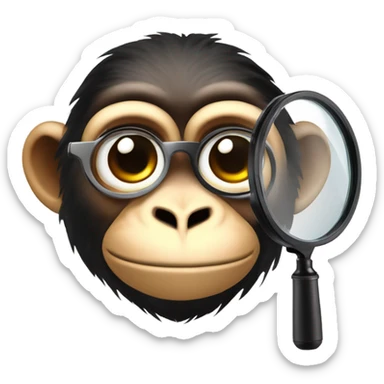Monkey spy head with spy magnifier in one eye sticker