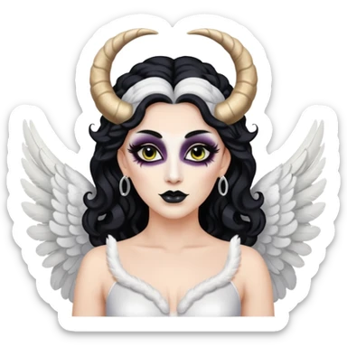 Drag queen with angel wings and ram horns sticker