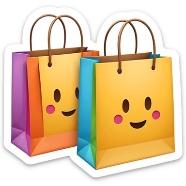 two shopping bags colors sticker