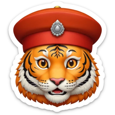 black suited tiger with fes hat sticker