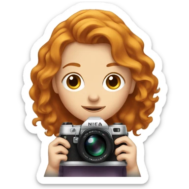 A girl ginger heair holding a camara sticker