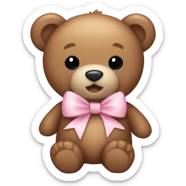 Teddy bear with light pink bow  sticker