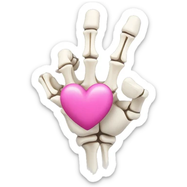 Skeleton fist w middle finger upright w pink heart sticker