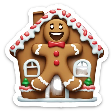 Gingerbread man in ginger bread house  sticker