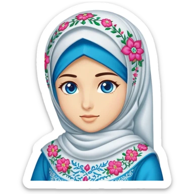 Turkish beautiful finish Konya girl blue eyes with hijab and blooming dress sticker