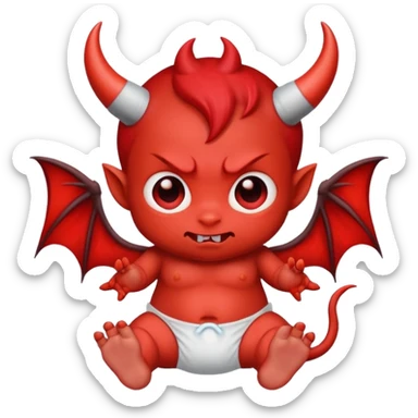 Cute baby devil in a diaper sticker