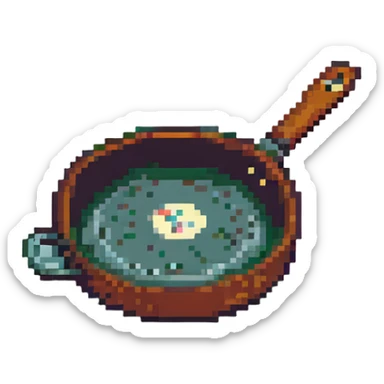 frying pan, retro video game look sticker