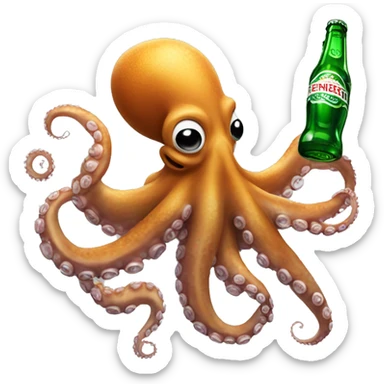 Octopus holding a Heineken beer sticker