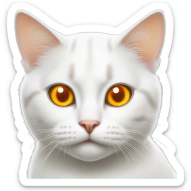 White cat with yellow eyes and orange spot on face sticker