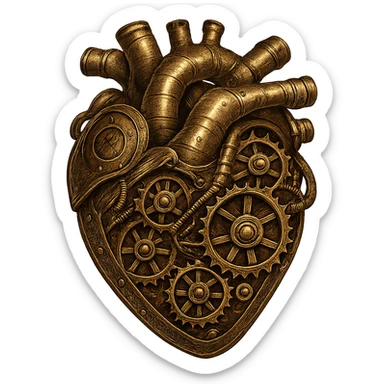 heart with a steampunk theme sticker