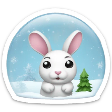 Rabbit into snow globe sticker