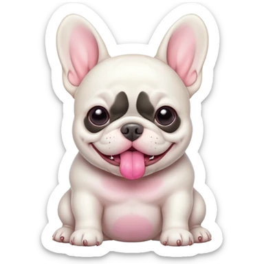 a big white fat baby french bulldog sticker
