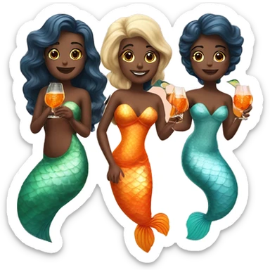 Three beautiful mermaidsdrinking aperol spritz sticker