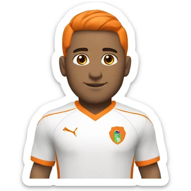 Futbolista enano blanco uniforme naranja con el número 6 sticker