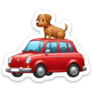 Dog pooping on a car  sticker