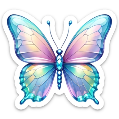 Sparkly glossy Pastel iridescent glass crystal butterfly sticker