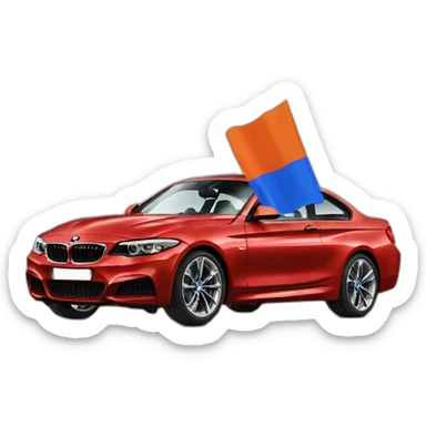 BMW Car holding Armenian flag(horizontal red blue orange) sticker