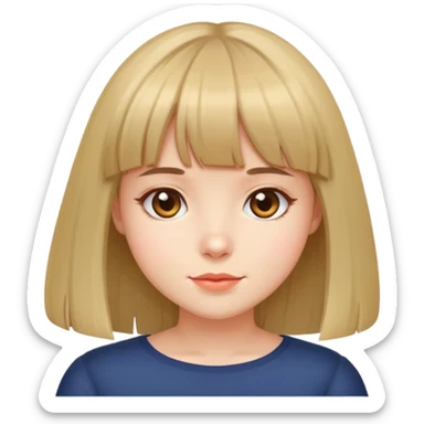 Cute girl with bangs and shoulder hair length. sticker