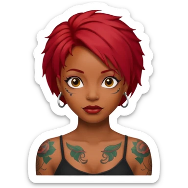 black woman with red hair and tattoos sticker