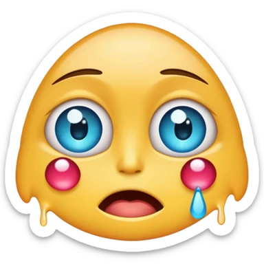 cartoon sticker of a colorful and cheerful crying eyes emoji, no text, suitable for WhatsApp and Instagram sticker