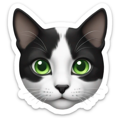 Green eyes black and white cat  sticker