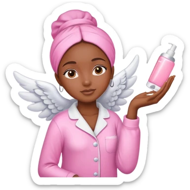 angelic black girl doing skin care in pink pajamas sticker