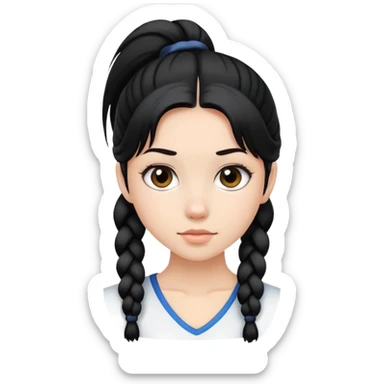 a girl with black double ponytail sticker