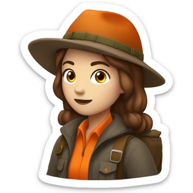 Phesant hunter girl brown hair with hunter orange sticker