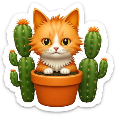 Котик писает на кактус sticker