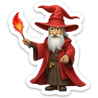 wizard holding a red feather sticker