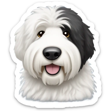 Old English sheepdog with a half and half face like a black and white cookie sticker