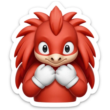 knuckles a red animal with peach arms and white mittens that have no fingers , he’s a echidna with red eyes sticker