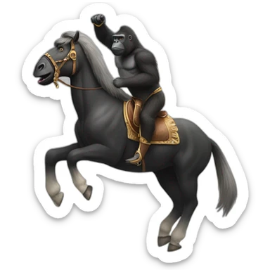Gorilla riding a horse magically sticker